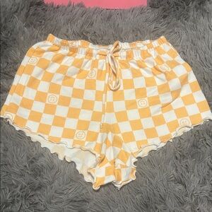Yellow and White Checkered Women's PJ Shorts